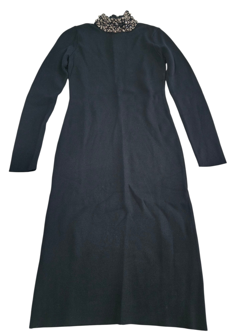 Eliza J Black Long Sleeve Jewel Collar Maxi Dress | Mock Neck Fit & Flare | S/CH
